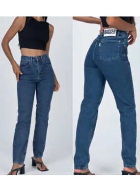 THE RAGGED PRIEST High Rise Straight Leg 90s Jeans Blue Size 28